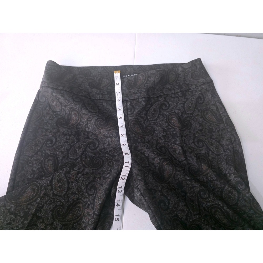 Zac & Rachel Womens Paisley Pull On Slim Leg Pants Black Charcoal Bronze Large - Picture 5 of 10